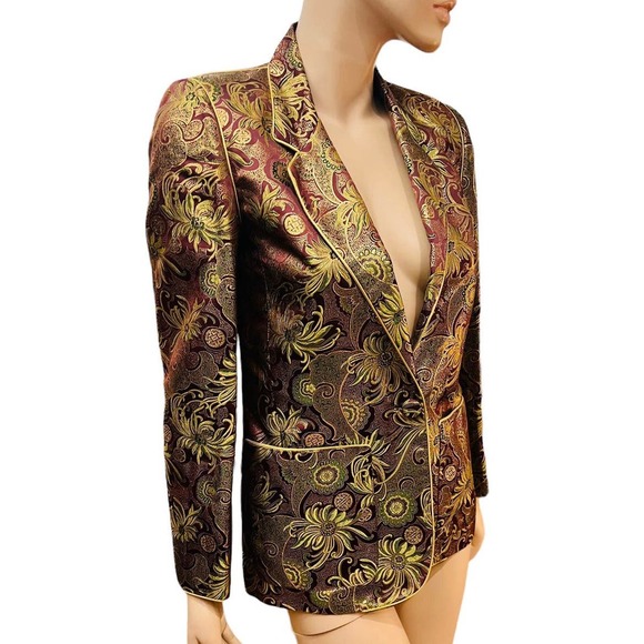 Vintage 80s Charlotte Ford II Metallic Gold and Red Jacket Blazer Size Small - Picture 6 of 14